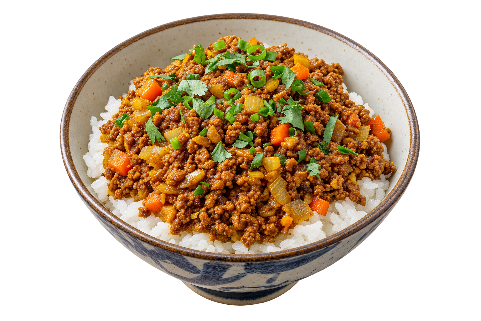 Dry Curry — Crumbly ground meat with curry powder, ginger and garlic — on rice in 25 minutes