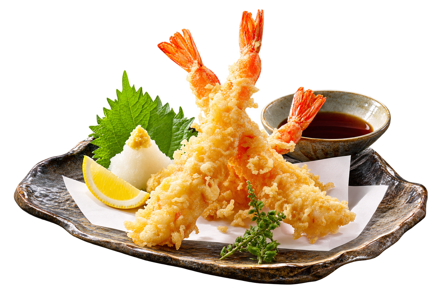 Ebi no Tempura — Shrimp in a thin, airy batter, fried golden and crisp in four minutes