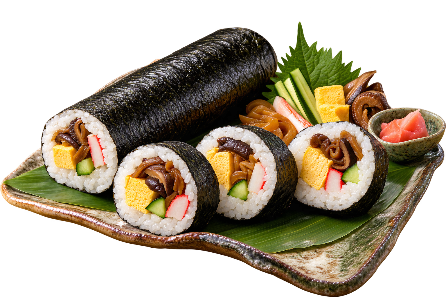 Ehōmaki — Fat sushi roll with simmered mushrooms, omelette and cucumber — eaten whole