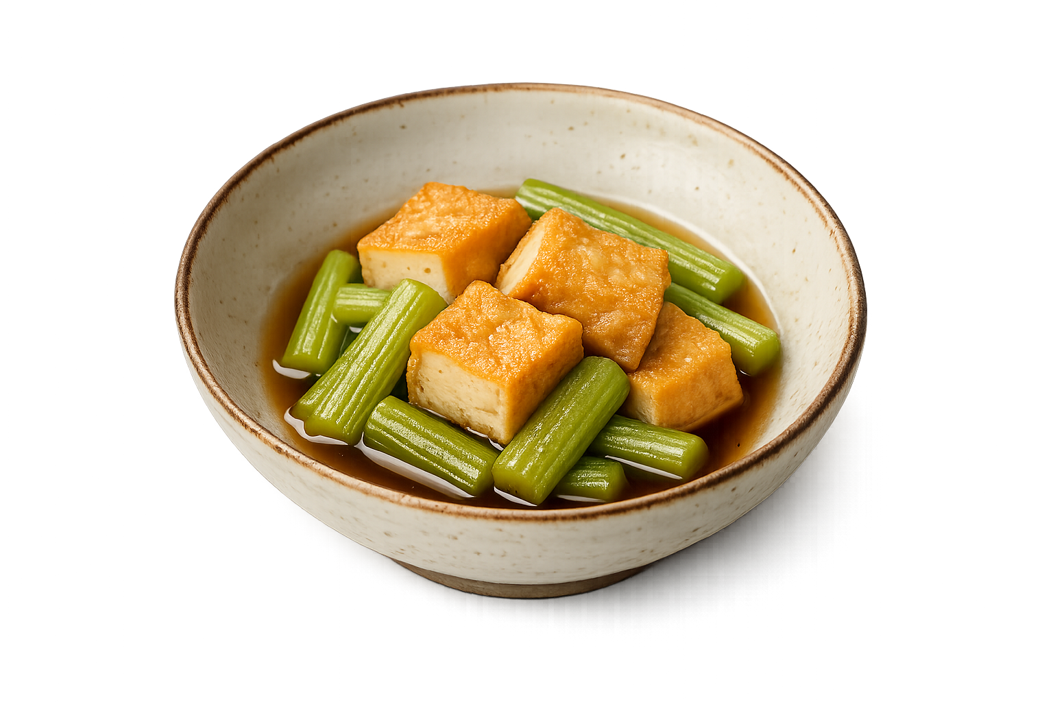 Fuki to Atsuage no Nimono — Butterbur stalks and thick fried tofu, gently simmered in dashi