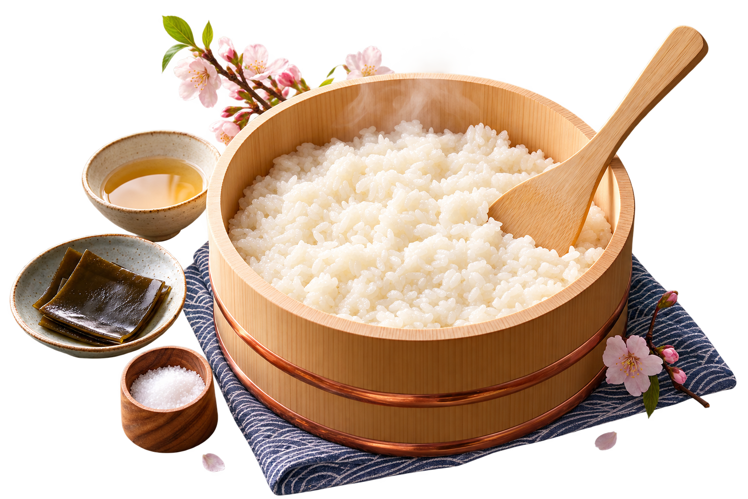 Sumeshi — Seasoned sushi rice with kombu — glossy, separate grains, still hand-warm